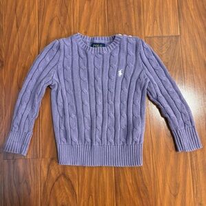 Polo by Ralph Lauren Light Purple Lavender Cable Knit Sweater Toddler 2T